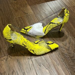 COPY - Vince Camuto brand new still in box womens neon yellow python print heel…